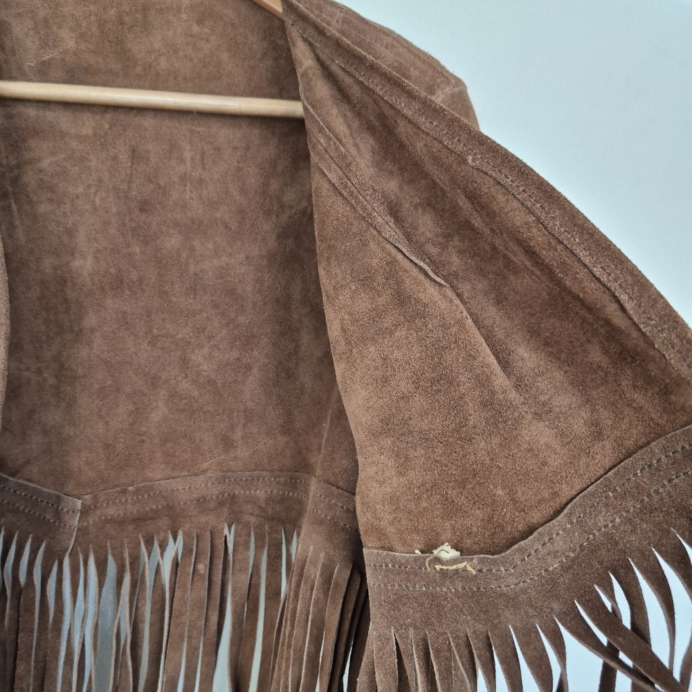 Vintage Suede Fringe Jacket Fits Womens Small - Picture 6 of 9